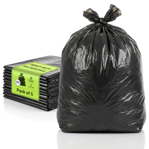 iSOUL Bin Bags, Large Bin Bags Heavy Duty Refuse Sacks Strong 18x29x39 Bin Liners Household Rubbish Waste Garbage Bags Black 100L Capacity Wheelie Bin Bag 5 Pack