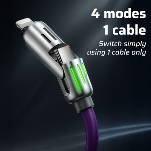 4-in-1 USB Fast Charging Cable 240W – USB-C, USB-A & USB-C Ports Universal iPhone, Samsung & Android