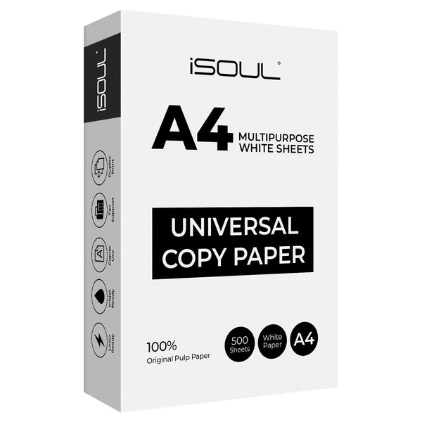 iSOUL Printer Paper, A4 Copy Paper, Printer Paper, Printer Copiers Paper, Compatible with Laser, Inkjet, Fax Paper, Perfect for Home & Office Use, White 500 Sheets
