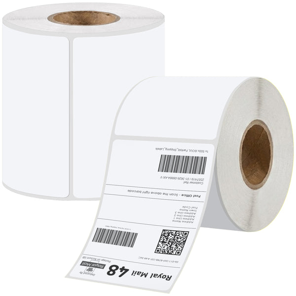 4x6 Thermal Labels 100x150mm, 500 White Direct Thermal Printer Labels, Shipping Labels, Compatible with Zebra, Rollo, MUNBYN 500 Labels 1 Roll