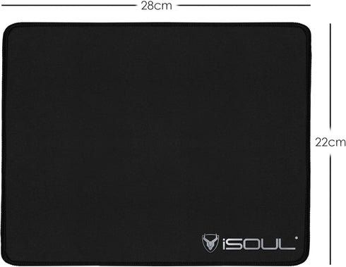 iSOUL Mouse Pad, Mice Pad with Non-Slip Rubber Base, Mouse Mats for Computers Durable Stitched Edges, Neoprene Smooth Surface for Laser and Optical Mouse Mat, Black