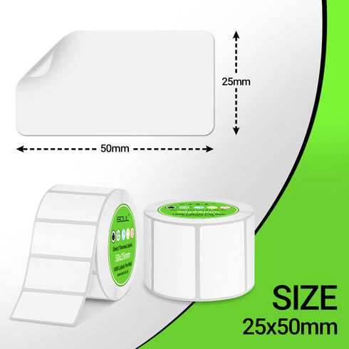 iSOUL Direct Thermal Labels, 50mm x 25mm Self-Adhesive Perforated UPC Barcode FBA Labels Stickers Compatible with Rollo, Zebra, MUNBYN, Toshiba, Citizen, Eltron Printers 1 Roll