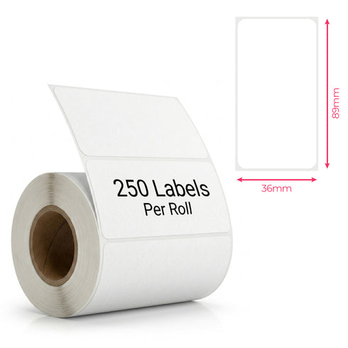 iSOUL Self Adhesive Address Labels 89x36mm, 250 Sticker Labels, White Stickers, BPA-Free, Handwriting, Laser & Inkjet Printer Compatible, for Shipping, Filing, Food Container Sticky Rolls 1 Roll
