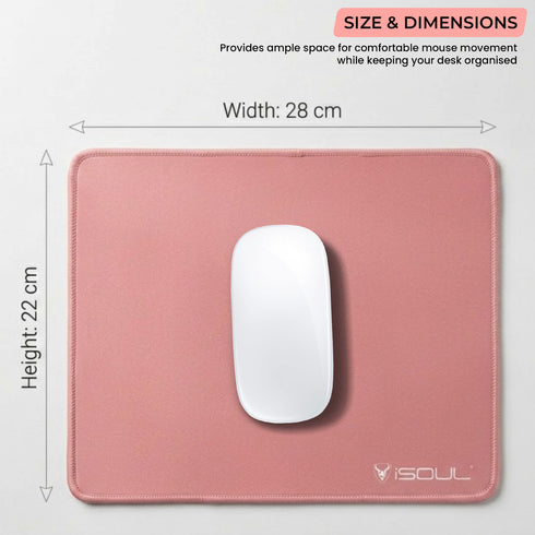 iSOUL Mouse Pad, Non-Slip Rubber Base, Mouse Mats for Computers Durable Stitched Edges, Neoprene Smooth Surface for Laser and Optical Mouse, Rose Gold