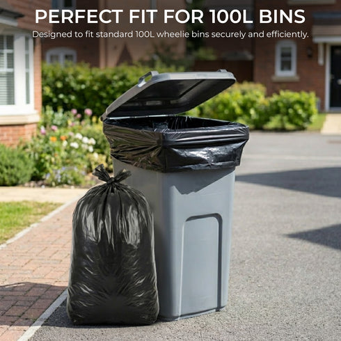 iSOUL Bin Bags, Large Bin Bags Heavy Duty Refuse Sacks Strong 18x29x39 Bin Liners Household Rubbish Waste Garbage Bags Black 100L Capacity Wheelie Bin Bag 50 Pack