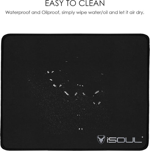 iSOUL Mouse Pad, Mice Pad with Non-Slip Rubber Base, Mouse Mats for Computers Durable Stitched Edges, Neoprene Smooth Surface for Laser and Optical Mouse Mat, Black