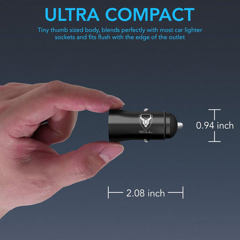 iSOUL Car Charger, USB Car Cigarette Lighter Charger, 12V/24V (DC 5V) 3.1A USB car phone charger Adapter 2-Port, Fast Charging for iPhone 13 14 12 11 X Pro Max Samsung Galaxy iOS Android Devices Black