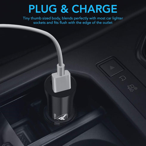 iSOUL Car Charger, USB Car Cigarette Lighter Charger, 12V/24V (DC 5V) 3.1A USB car phone charger Adapter 2-Port, Fast Charging for iPhone 13 14 12 11 X Pro Max Samsung Galaxy iOS Android Devices Black