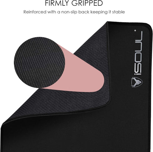 iSOUL Mouse Pad, Mice Pad with Non-Slip Rubber Base, Mouse Mats for Computers Durable Stitched Edges, Neoprene Smooth Surface for Laser and Optical Mouse Mat, Black