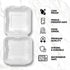Takeaway Burger Boxes 50 Pack Strong 6x6 Inch Clamshell Box Disposable Bagasse Sugarcane Closure Microwave Safe Compostable Container for Hot & Cold Food Catering Birthday Party Office Picnic White