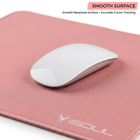 iSOUL Mouse Pad, Non-Slip Rubber Base, Mouse Mats for Computers Durable Stitched Edges, Neoprene Smooth Surface for Laser and Optical Mouse, Rose Gold
