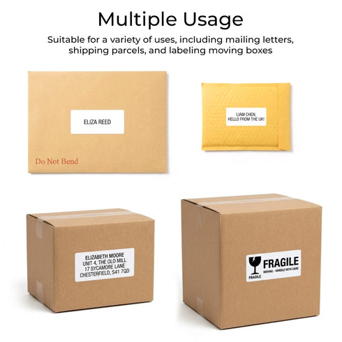 iSOUL Self Adhesive Address Labels 89x36mm, 250 Sticker Labels, White Stickers, BPA-Free, Handwriting, Laser & Inkjet Printer Compatible, for Shipping, Filing, Food Container Sticky Rolls 1 Roll