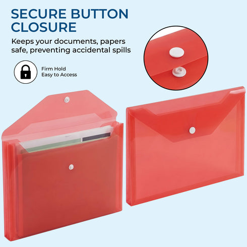 iSOUL A4 Plastic Wallets Heavy Duty Plastic Popper Wallets Document Folder
