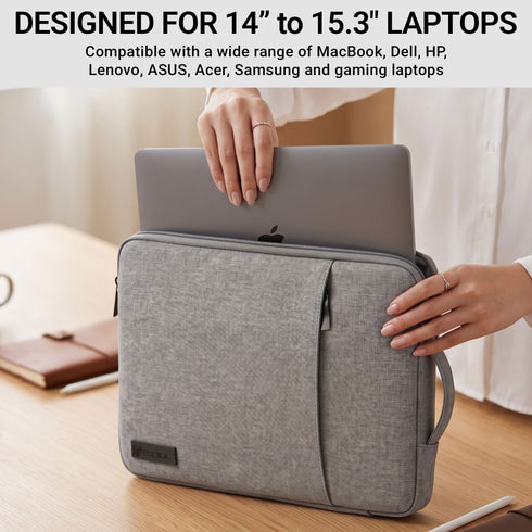 iSOUL Laptop Sleeve for 15 Inch, Protective Laptop Bag Case Sleeve 15" Grey with Waterproof Laptop Case for 15.6 Inch for Notebook Lenovo ThinkPad IdeaPad HP Dell Acer ASUS Chromebook Mac Pro 16 15
