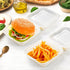 Takeaway Burger Boxes 50 Pack Strong 6x6 Inch Clamshell Box Disposable Bagasse Sugarcane Closure Microwave Safe Compostable Container for Hot & Cold Food Catering Birthday Party Office Picnic White
