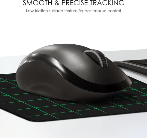 iSOUL Mouse Pad, Mice Pad with Non-Slip Rubber Base, Mouse Mats for Computers Durable Stitched Edges, Neoprene Smooth Surface for Laser and Optical Mouse Mat, Black