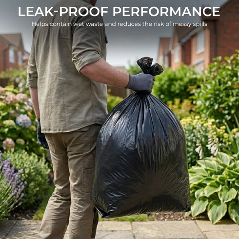 iSOUL Bin Bags, Large Bin Bags Heavy Duty Refuse Sacks Strong 18x29x39 Bin Liners Household Rubbish Waste Garbage Bags Black 100L Capacity Wheelie Bin Bag 25 Pack