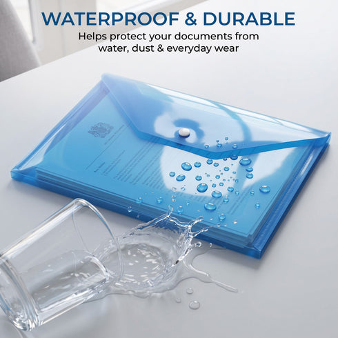 iSOUL A4 Plastic Wallets Heavy Duty Plastic Popper Wallets Document Folder