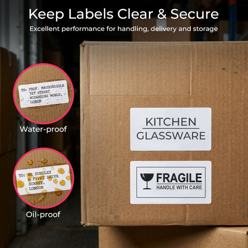 iSOUL Self Adhesive Address Labels 89x36mm, 250 Sticker Labels, White Stickers, BPA-Free, Handwriting, Laser & Inkjet Printer Compatible, for Shipping, Filing, Food Container Sticky Rolls 1 Roll