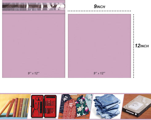 50 Mixed Size Pink Mailing Bags, Self Seal Strong Waterproof Poly Plastic Envelopes for Parcels, Packaging, Small, Medium, Large Mail, Shipping Courier Delivery Bags 5 Sizes, Baby Pink