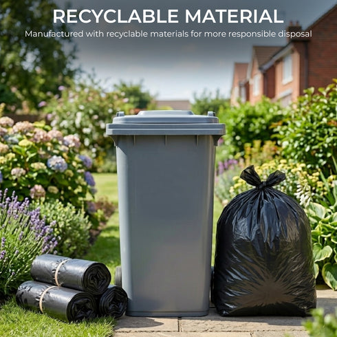 iSOUL Bin Bags, Large Bin Bags Heavy Duty Refuse Sacks Strong 18x29x39 Bin Liners Household Rubbish Waste Garbage Bags Black 100L Capacity Wheelie Bin Bag 50 Pack