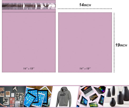 50 Mixed Size Pink Mailing Bags, Self Seal Strong Waterproof Poly Plastic Envelopes for Parcels, Packaging, Small, Medium, Large Mail, Shipping Courier Delivery Bags 5 Sizes, Baby Pink