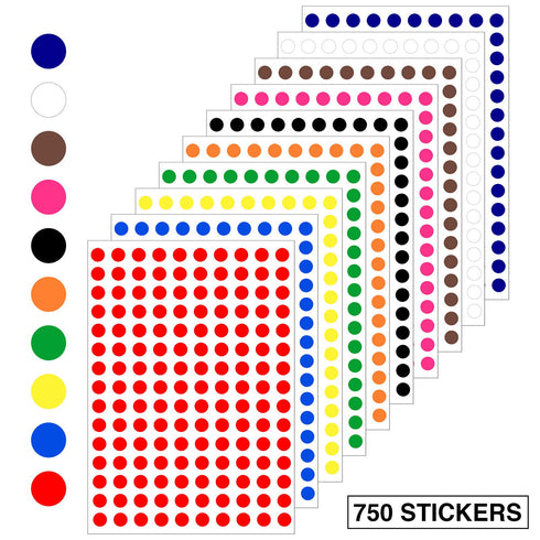 10mm Size Adhesive Colorful Dot Labels Sticky Marking Colored Dots Circle Labels - TradeNRG UK
