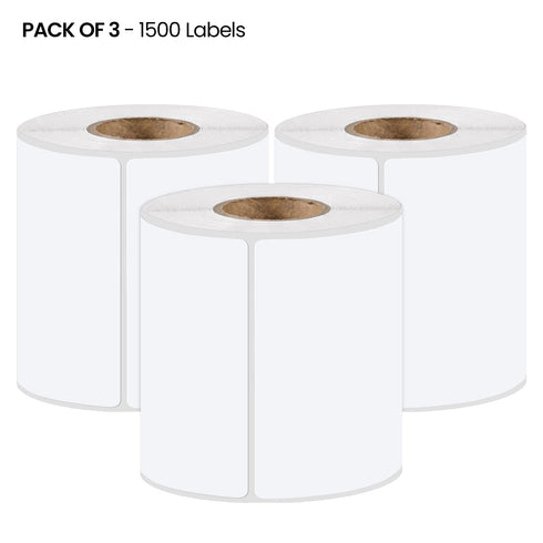 EPACKAGING 4x6 Thermal Labels 100x150mm, 500 White Direct Thermal Printer Labels, Shipping Labels, Compatible with Zebra, Rollo, MUNBYN 1500 Labels 3 Rolls