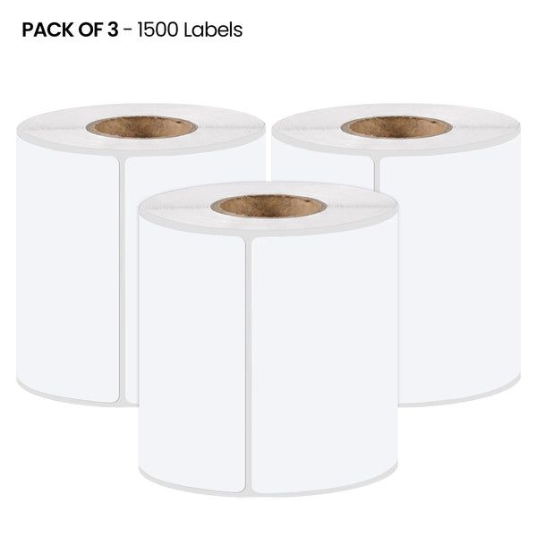 EPACKAGING 4x6 Thermal Labels 100x150mm, 500 White Direct Thermal Printer Labels, Shipping Labels, Compatible with Zebra, Rollo, MUNBYN 1500 Labels 3 Rolls
