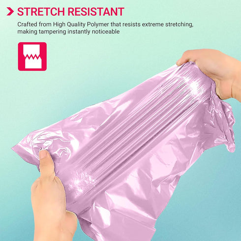 125 Mixed Baby Pink Parcel Bags, Tamper-Proof Strong Postal Packaging Bags for Shipping, Mailing & Delivery, 5 Sizes Small to Large, 25 Each