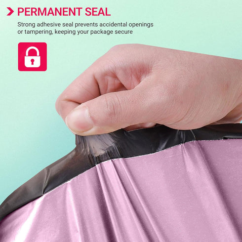 125 Mixed Baby Pink Parcel Bags, Tamper-Proof Strong Postal Packaging Bags for Shipping, Mailing & Delivery, 5 Sizes Small to Large, 25 Each