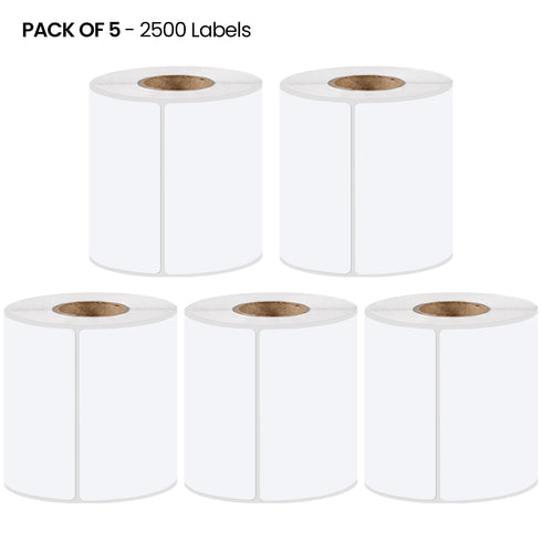 4x6 Thermal Labels 100x150mm, 500 White Direct Thermal Printer Labels, Shipping Labels, Compatible with Zebra, Rollo, MUNBYN 2500 Labels 5 Rolls