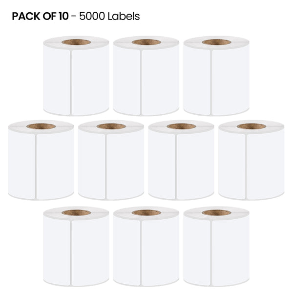4x6 Thermal Labels 100x150mm, 500 White Direct Thermal Printer Labels, Shipping Labels, Compatible with Zebra, Rollo, MUNBYN 5000 Labels 10 Rolls