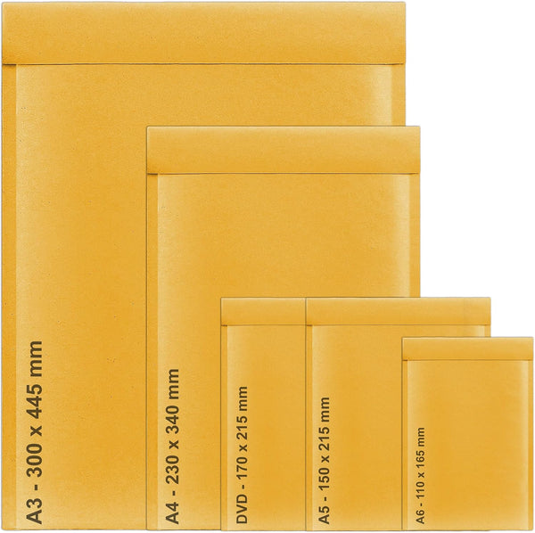 A3 A4 A5 A6 DVD Mix Size Bubble Padded Envelopes for Packaging Postage Peel & Seal Shipping Bag Mailers Postal Wrap 50 Pack