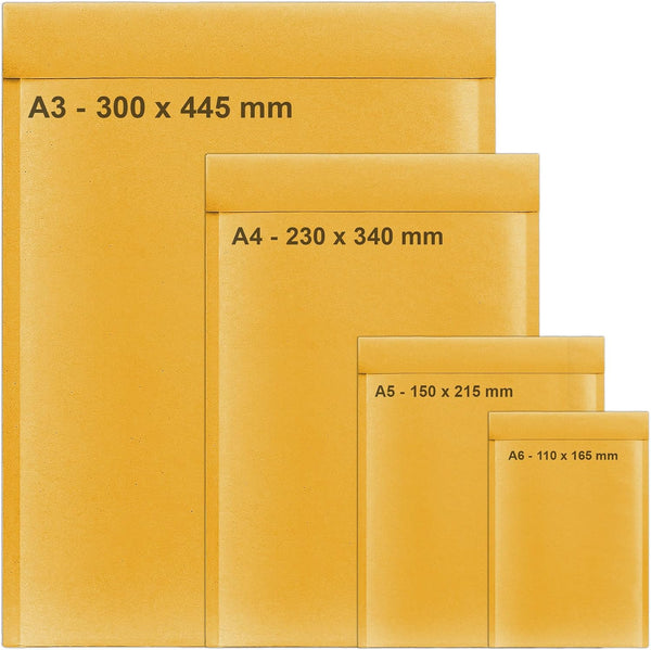 A3 A4 A5 A6 Mix Size Bubble Padded Envelopes, iSOUL Peel & Seal Shipping Mailers, Golden Yellow, 40 Pack