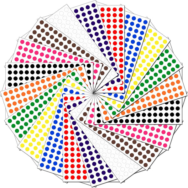 1500 Dot 10mm Coloured Stickers - Self Adhesive Round Sticky Sticker Dots for Events, Schools, Crafts & Gifts