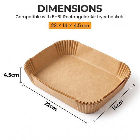 iSOUL Rectangular Air Fryer Liners, Disposable Baking Paper for Ninja Tower Air Fryer 120 Pack