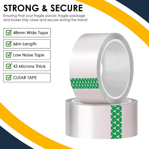 iSOUL Clear Packing Tape, 1 Roll, 48mm x 66m, Heavy Duty 45 Micron Parcel Tape
