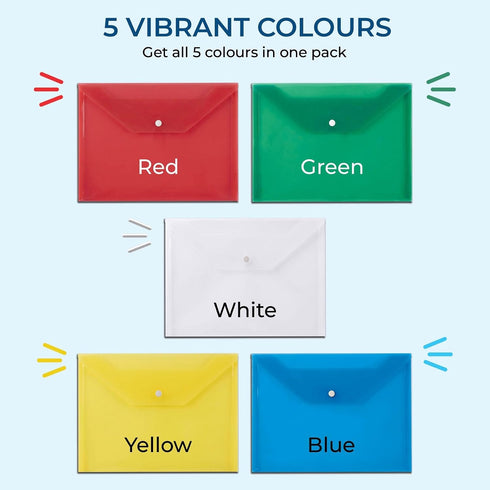iSOUL A4 Plastic Wallets, 10 Pack Heavy Duty Plastic Popper Document Folders