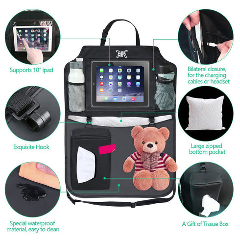 2x Back Seat Car Boot Organiser Multi-Pocket Cargo with Tissue Box Car - TradeNRG UK - 2x Back Seat Car Boot Organiser Multi-Pocket Cargo with Tissue Box Car - TradeNRG UK