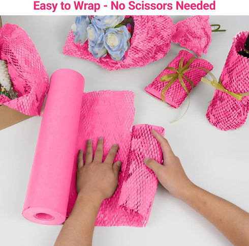 Paper Bubble Wrap Cushioning Roll, Packing Paper for Moving House, Shipping and Gift Wrapping - Sustainable Packaging Materials for Moving Boxes and Fragile Gift Bubble Wrap Alternative Pink 300mmx30M