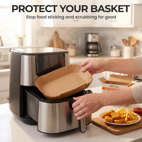 iSOUL Rectangular Air Fryer Liners, Disposable Baking Paper for Ninja Tower Air Fryer 120 Pack