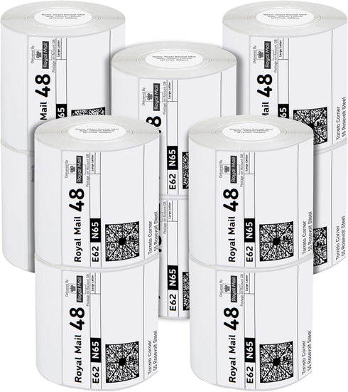 iSOUL 4X6 Direct Thermal Printer Labels Roll 100mm x 150mm 500 White Permanent Adhesive Shipping Labels Rolls Compatible with Etsy, Shopify, Amazon, Royal Mail, FedEx (10 Rolls)