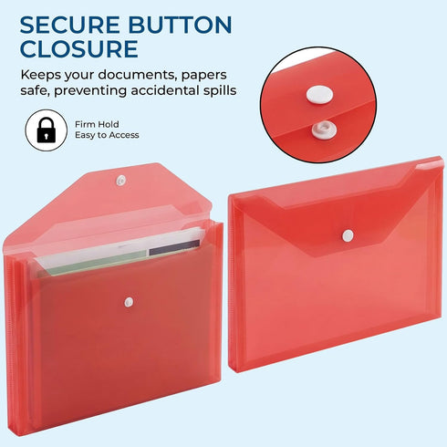 iSOUL A4 Plastic Wallets, 10 Pack Heavy Duty Plastic Popper Document Folders