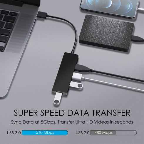 4 Port USB Hub 3.0 Ultra Slim Data Hub For Macbook Notebook HDD - TradeNRG UK - 4 Port USB Hub 3.0 Ultra Slim Data Hub For Macbook Notebook HDD - TradeNRG UK