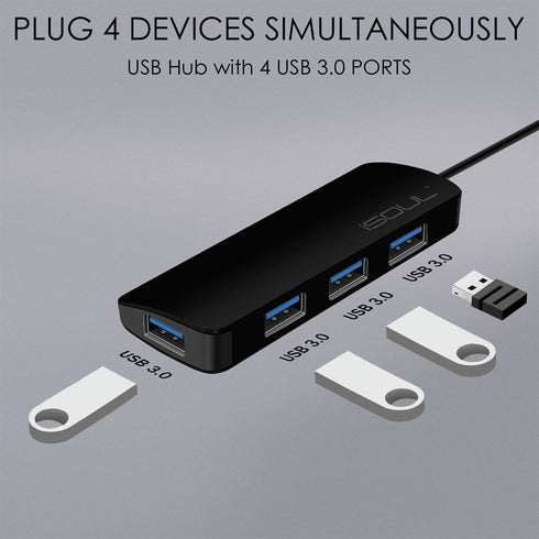 4 Port USB Hub 3.0 Ultra Slim Data Hub For Macbook Notebook HDD - TradeNRG UK - 4 Port USB Hub 3.0 Ultra Slim Data Hub For Macbook Notebook HDD - TradeNRG UK