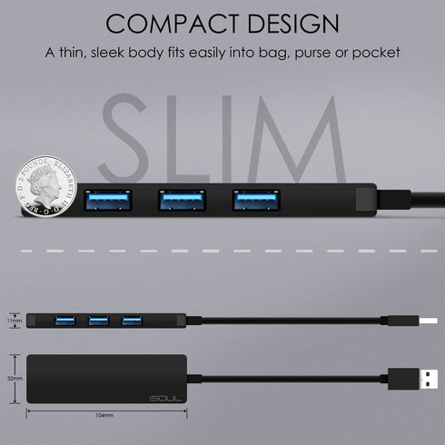 4 Port USB Hub 3.0 Ultra Slim Data Hub For Macbook Notebook HDD - TradeNRG UK - 4 Port USB Hub 3.0 Ultra Slim Data Hub For Macbook Notebook HDD - TradeNRG UK