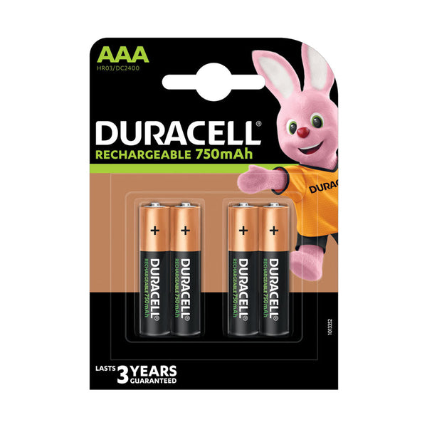4x Duracell AAA 750mAh HR03 High Performance 1.2V Recharge Battery - TradeNRG UK