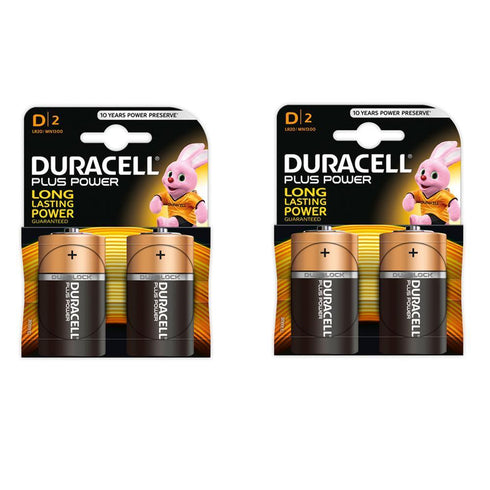 4x Duracell Plus Power D Cell LR20 MN1300 Nimh Alkaline Batteries - TradeNRG UK