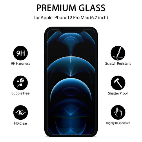4x iPhone 12 Pro Max Screen Protector 6.7 Inch Tempered Glass HD Film - TradeNRG UK
